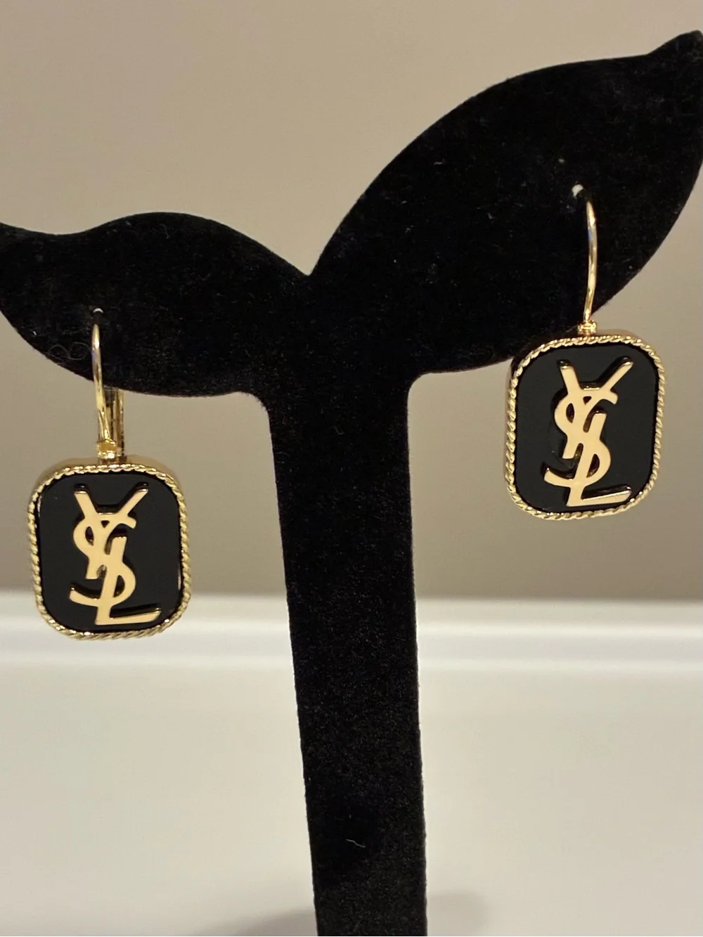 Vintage Black and Gold Drop Earrings